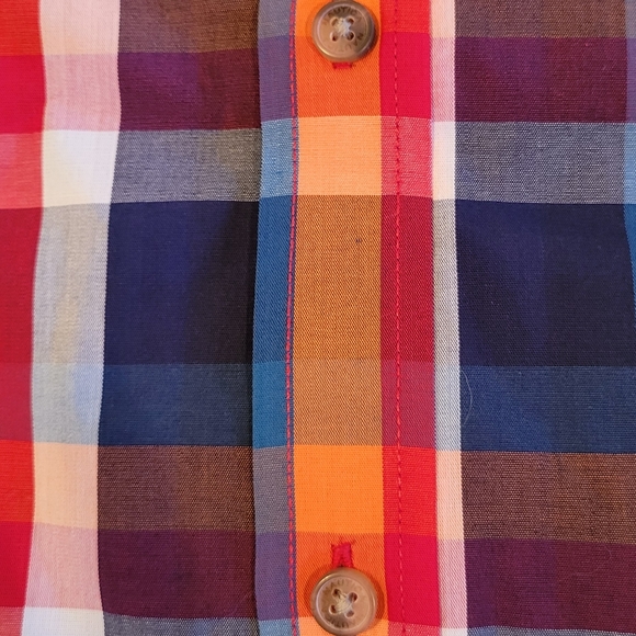 Nautical Boy's Multicolor Plaid Shirt; Style: Long Sleeve. Size: 10/12 (M). - Picture 2 of 5